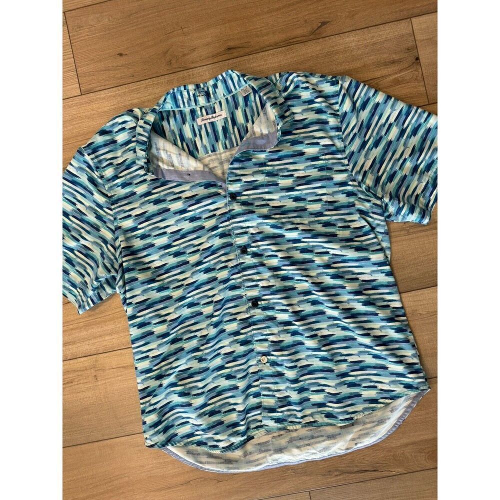 Tommy Bahama Men's‎ Azul Lagoon IslandZone Camp Shirt Blue Allure Silk XL Extra